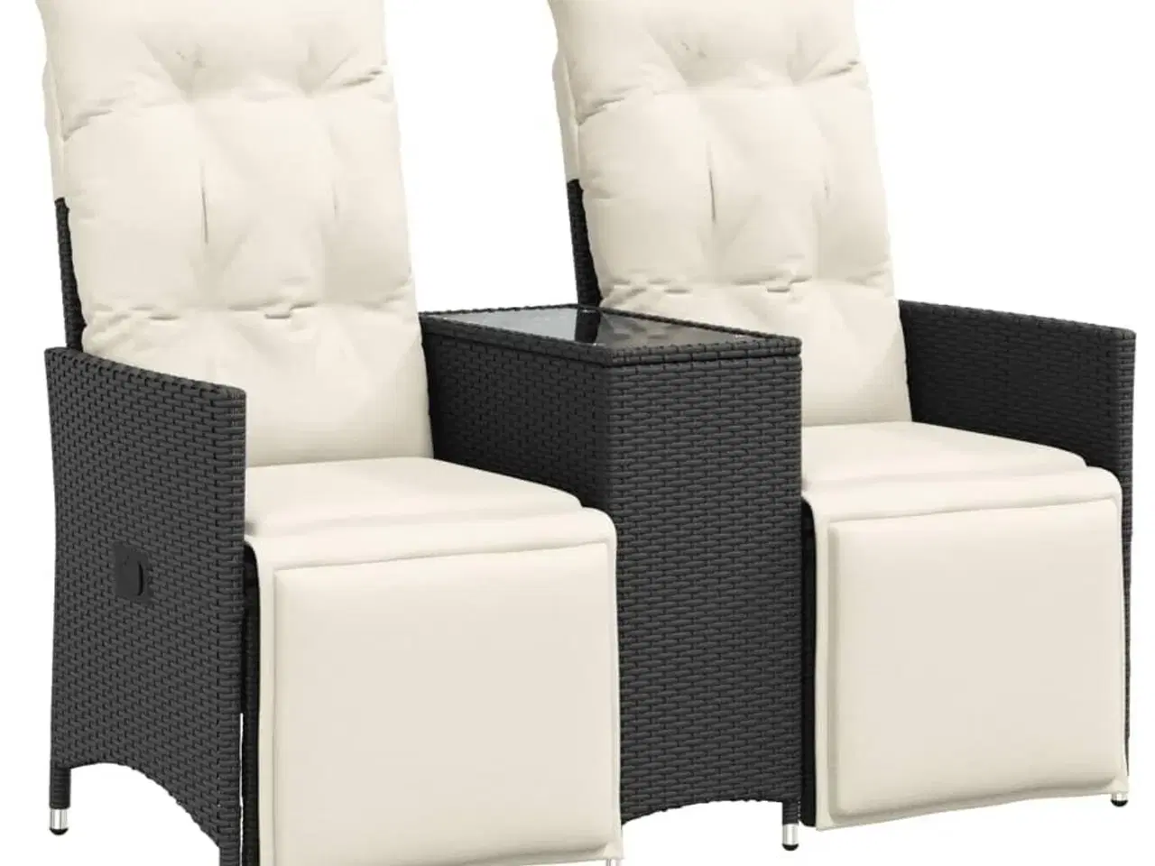 Billede 2 - 2-personers havesofa med bord og lænefunktion polyrattan sort