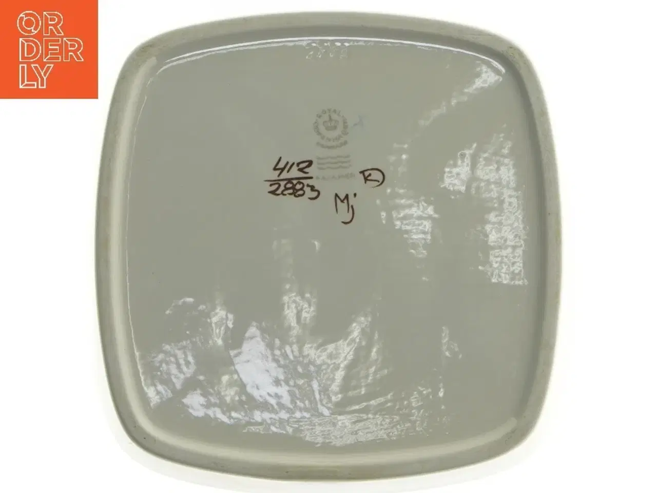 Billede 3 - Keramisk fad med blåt og brunt mønster fra Royal Copenhagen (str. 16,5x16,5 cm)