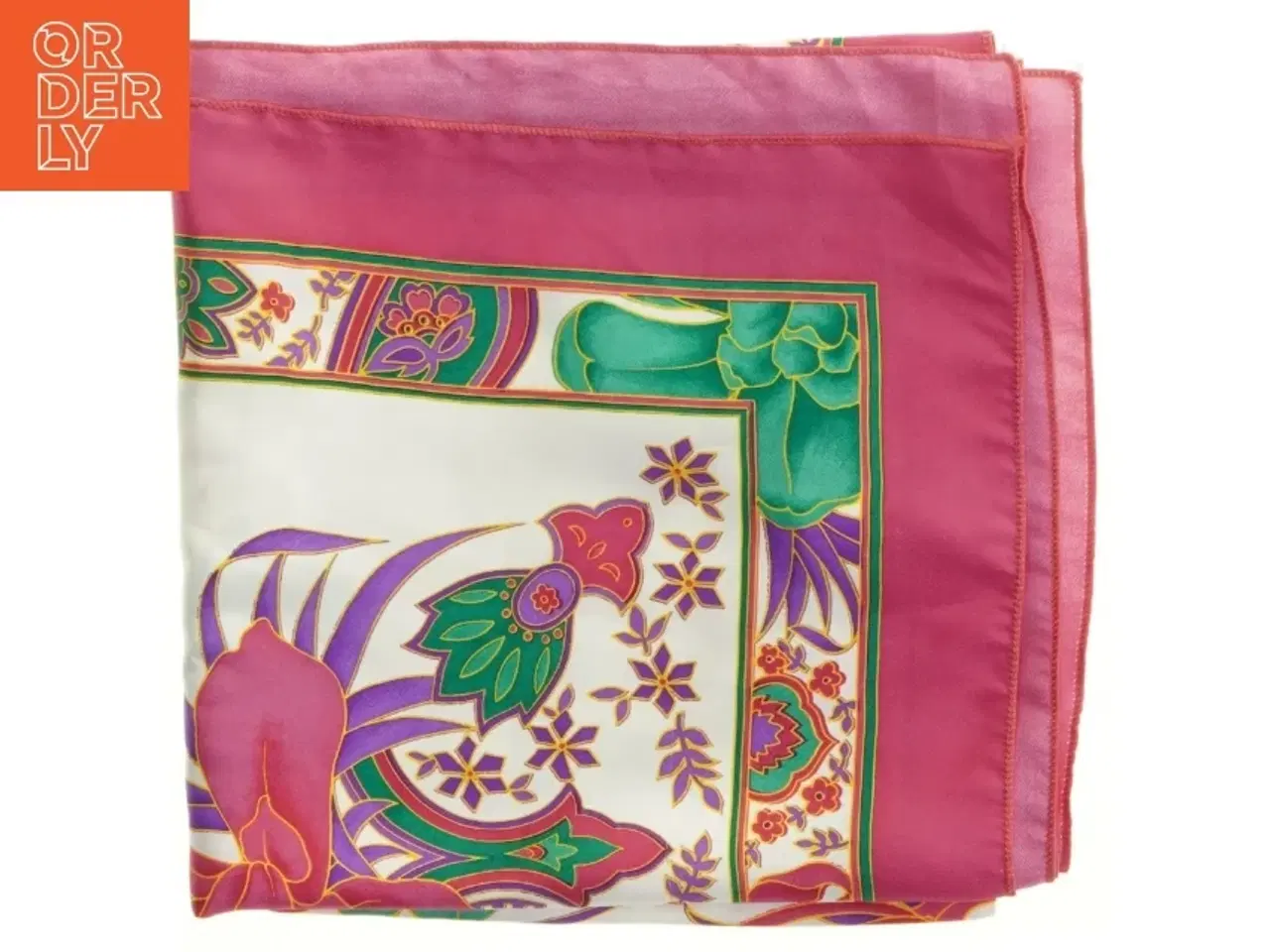 Billede 1 - Satin tørklæde med mønster (str. 95x90 cm)