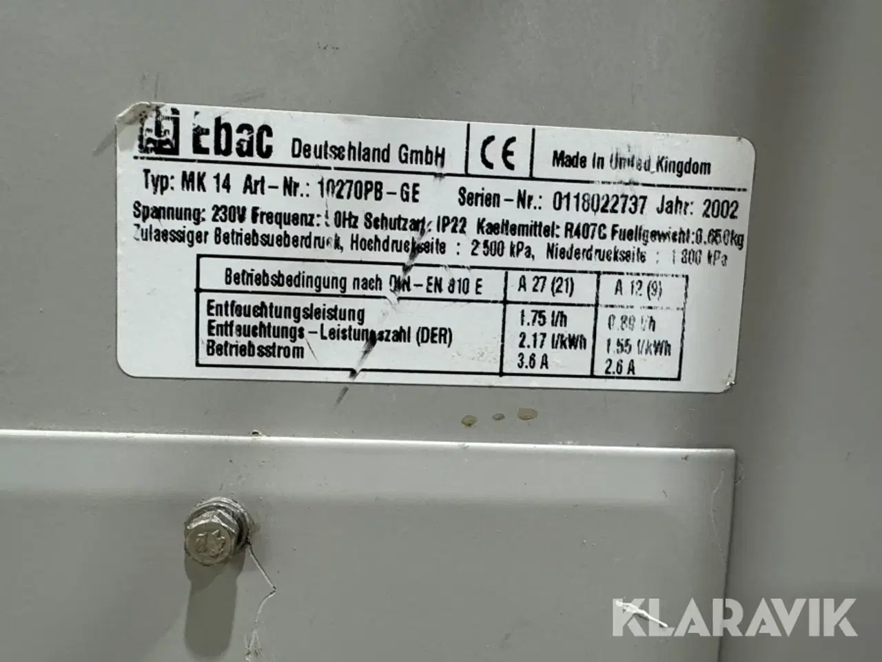 Billede 5 - Affugter Ebac MK 14