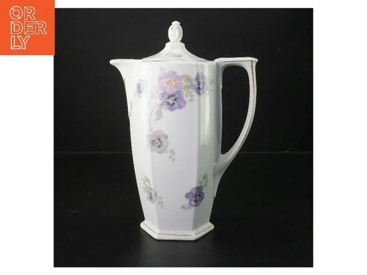 Billede 1 - Porcelæns kaffekande med blomster (str. 20,5 cm)
