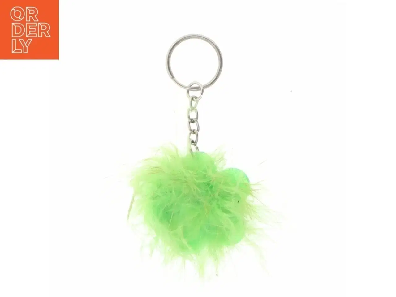 Billede 4 - Grøn nøglering med fjer og blomster vedhæng (str. 10 x 5 cm)