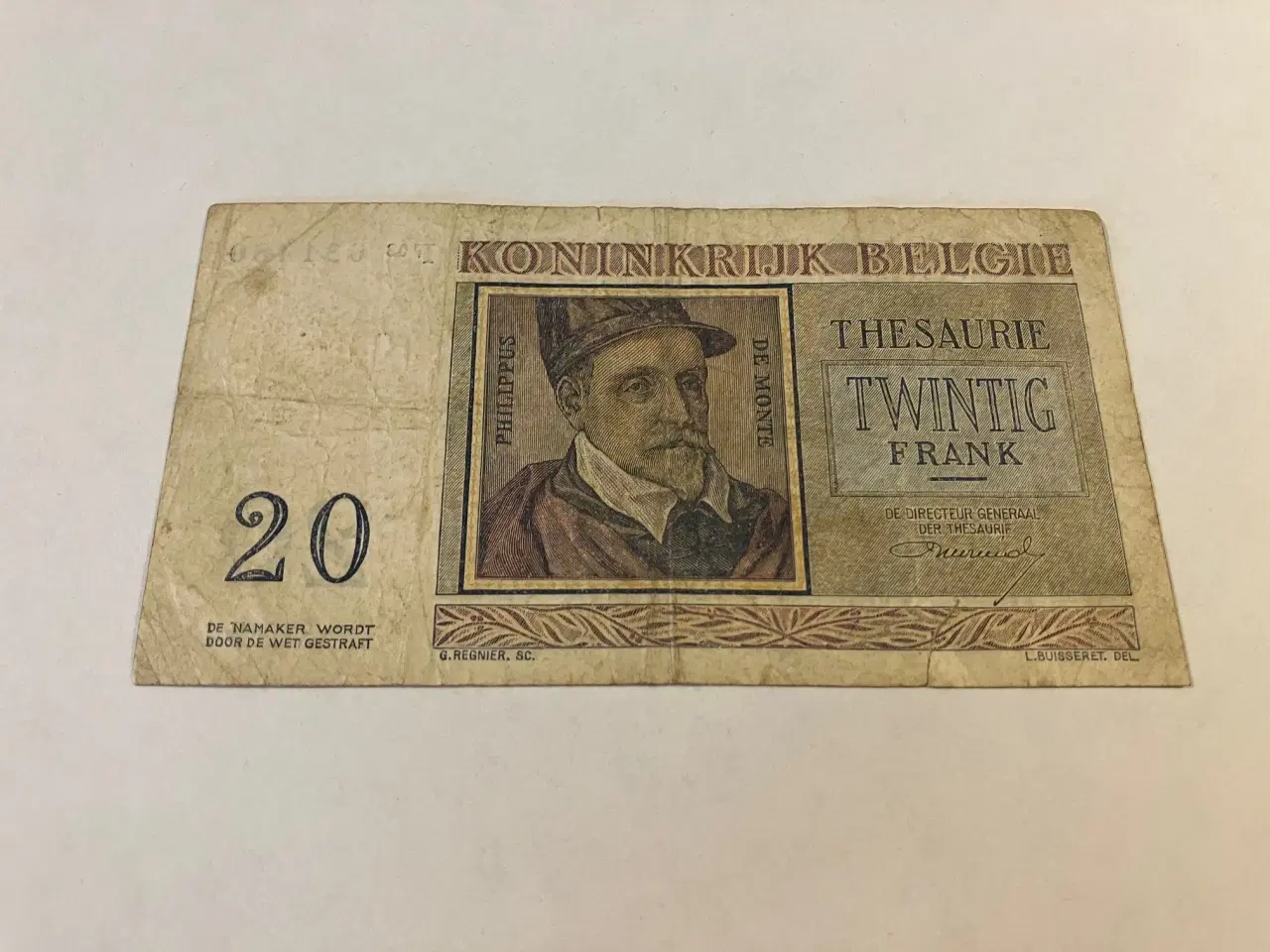 Billede 2 - 20 Francs Belgium 1956