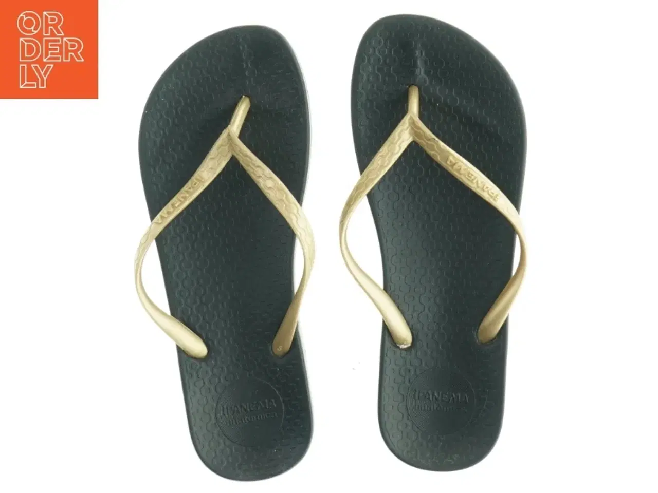 Billede 1 - Guld og sorte flip-flops fra Ipanema (str. 37)