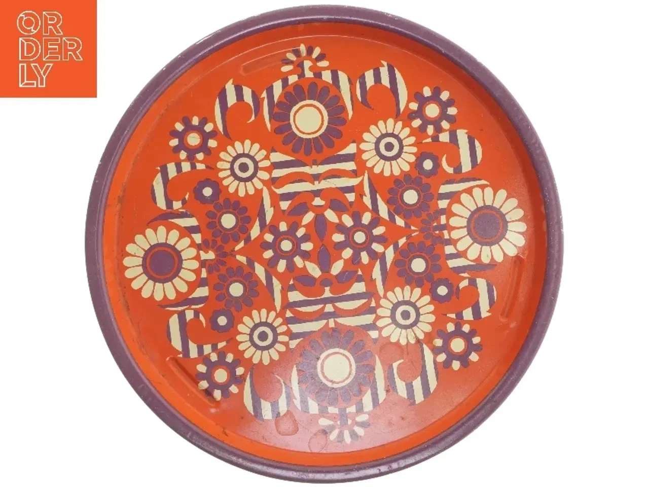 Billede 1 - Dekorativ bakke med blomsterdesign fra Illum (str. Ø 36,5 cm)