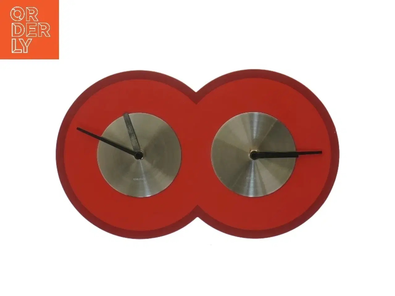 Billede 1 - Dobbelt ur med rød ramme fra Karlsson (str. 33x20 cm)