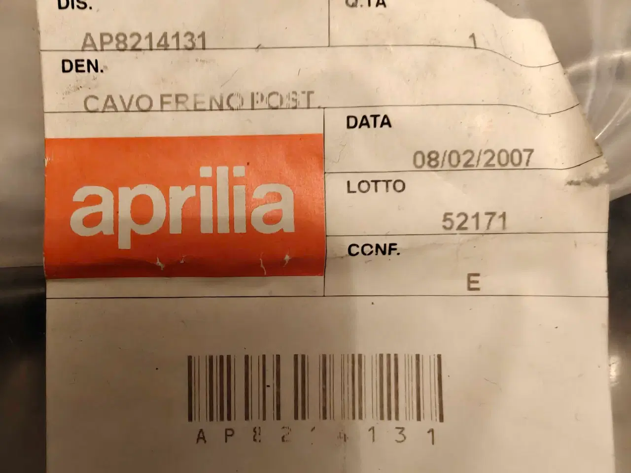 Billede 3 - Aprilia Rally/Gulliver. Nyt Originalt Bremsekabel