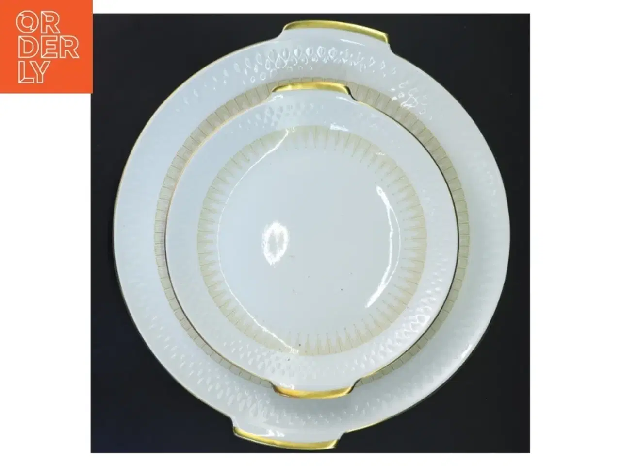 Billede 3 - Porcelænsfade med guldkant (str. Ø 20,5&ø28 cm)
