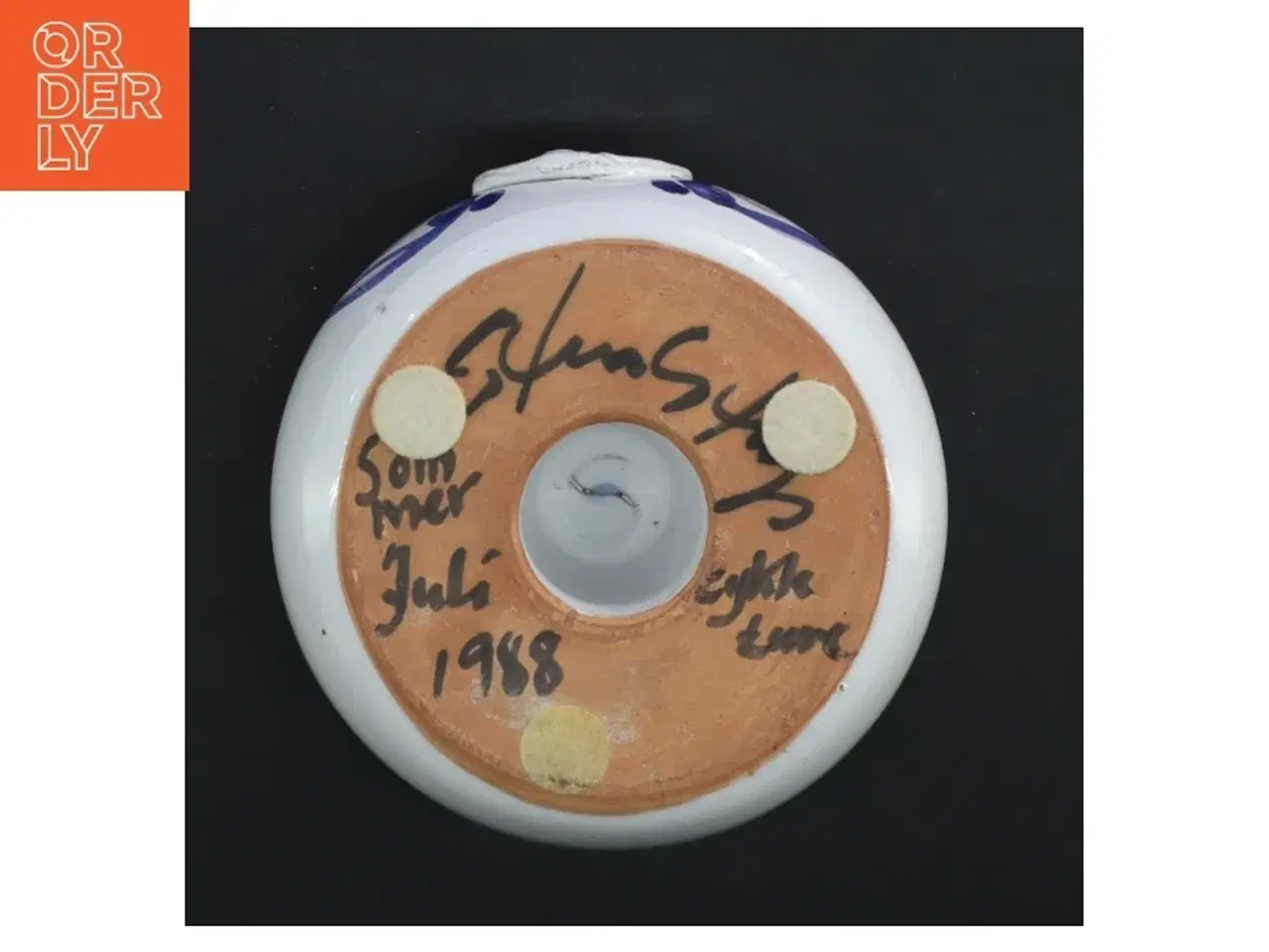 Billede 3 - Keramik skål med lilla mønster (str. Ø 12 cm)