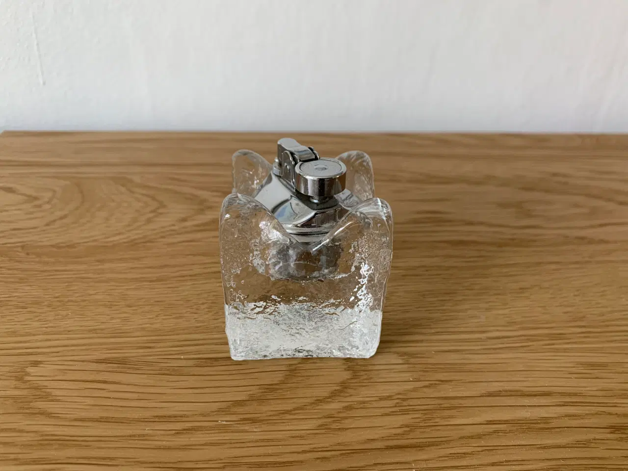 Billede 2 - Bordlighter i glas og stål, isklump