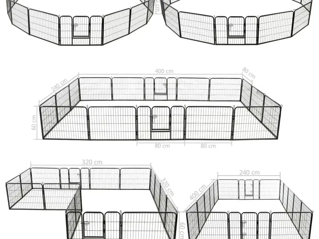 Billede 8 - Løbegård til hunde 16 paneler stål 60 x 80 cm sort