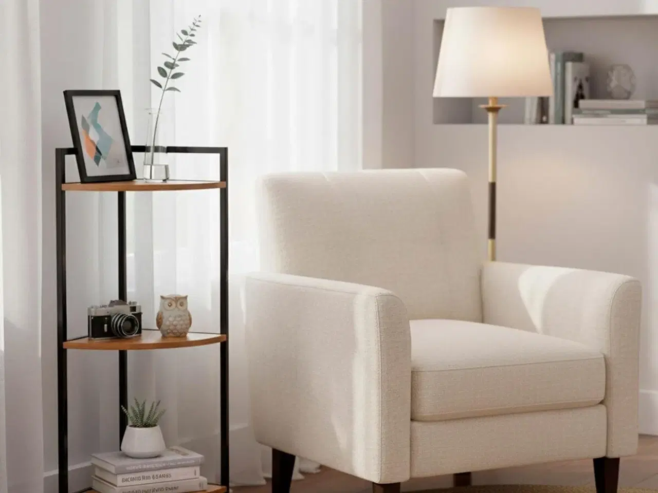 Billede 6 - Hjørnereol Max Home - sort jern og træ MDF, 24 × 80 × 24 cm