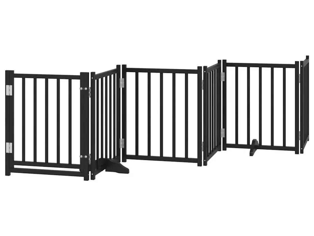 Billede 2 - Hundelåge m. dør 6 paneler 300 cm foldbar massivt gran sort