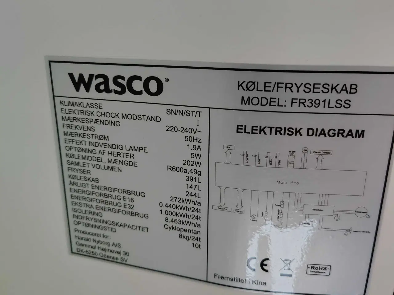 Billede 1 - Wasco køl/frys skab 