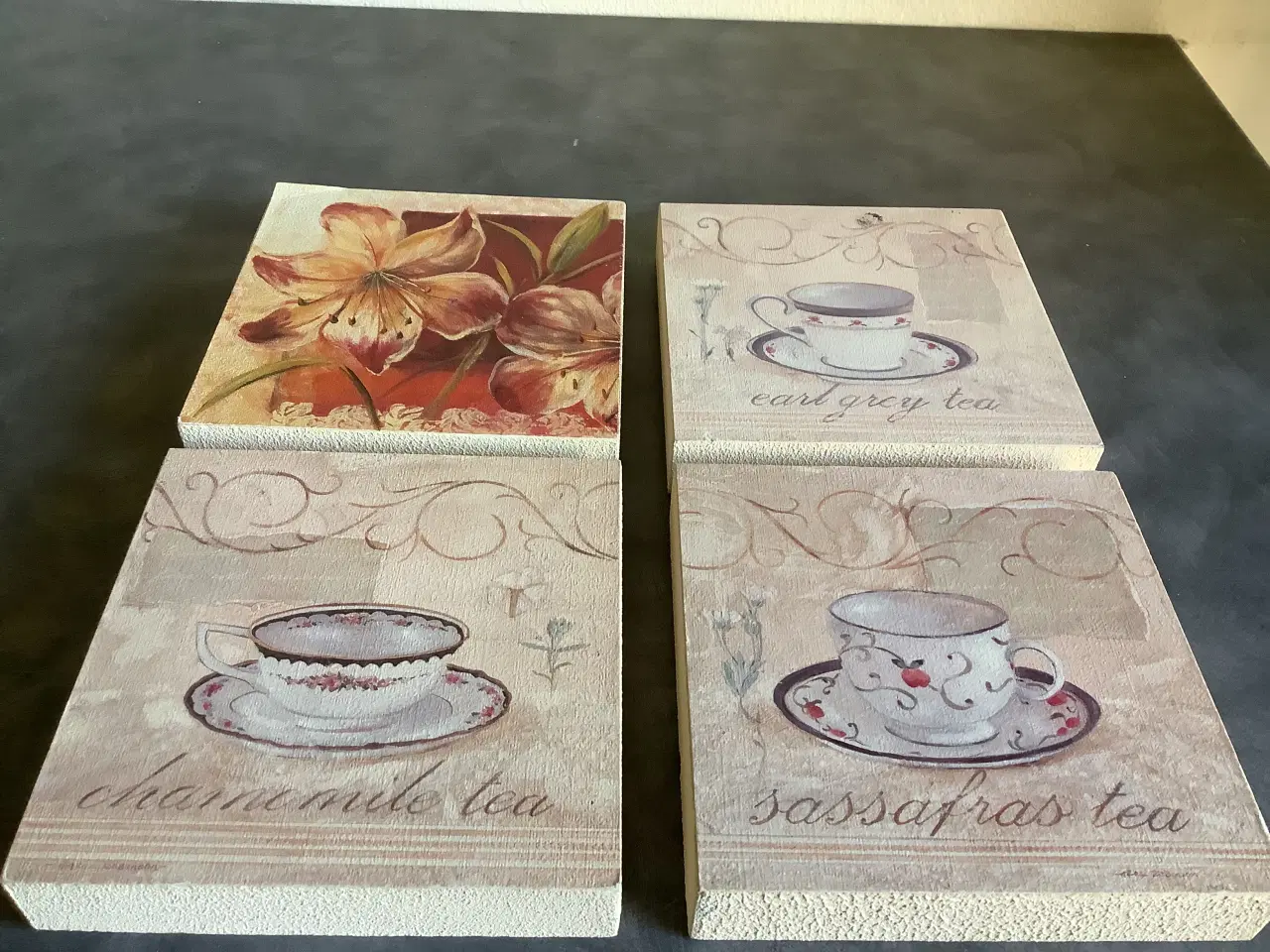 Billede 2 - 3 klodser/billeder af the kopper + 1 med blomster