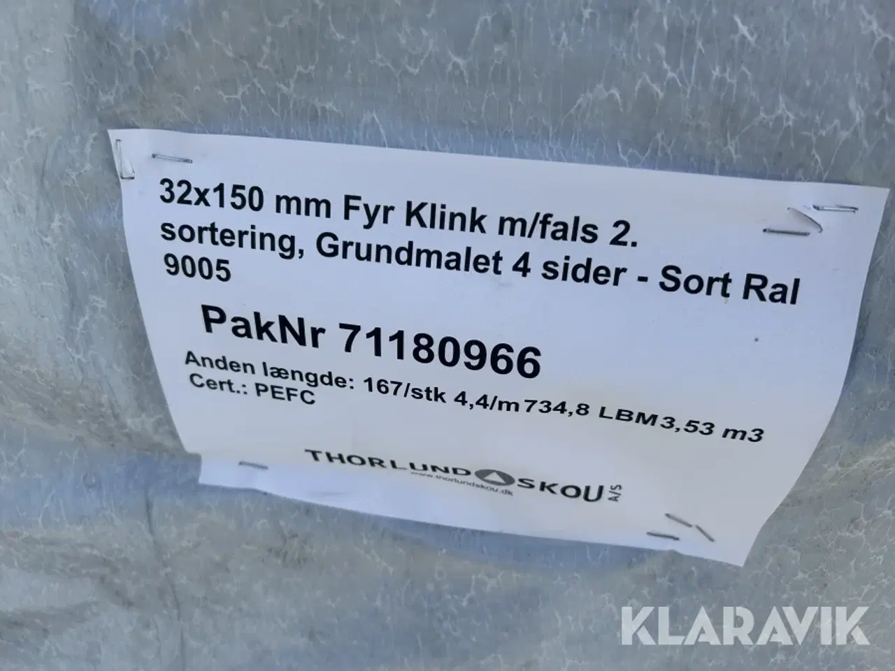 Billede 2 - Klinkbeklædning Thorlund Skou Fyr med fals 32x150 sortmalet 734 meter