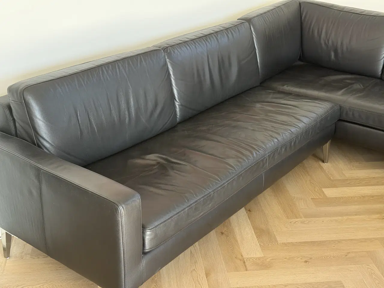 Billede 1 - Italiensk lædersofa med Open end