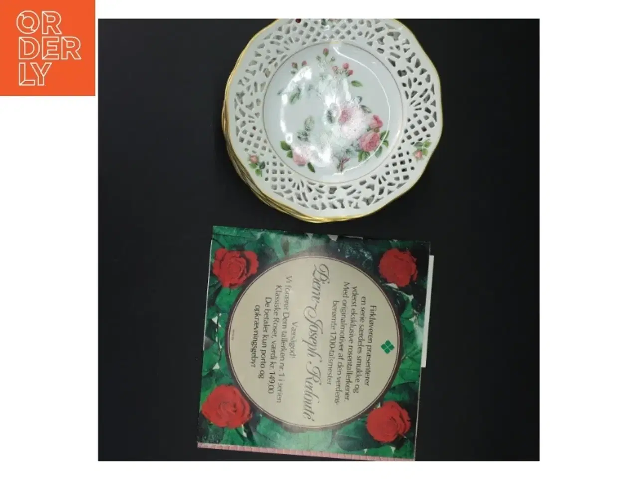 Billede 13 - Porcelænstallerkener med gennembrudt kant og rosendekoration fra Firkløveren