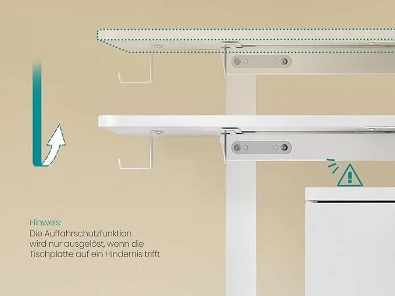 Billede 6 - Hæve-sænkebord elektrisk 60 × 140 cm, 72–120 cm, hukommelse, Cloud White
