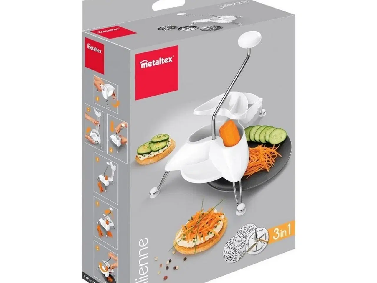 Billede 2 - Metaltex rivejern med ben - hvid, rustfrit stål (Ø 24 cm)