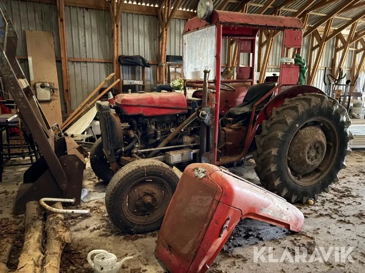 Billede 1 - Veterantraktor Massey-Ferguson 35 med frontlæsser og redskaber