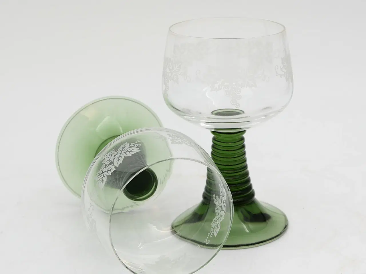Billede 7 - Franske Rømerglas til rødvin, grøn stilk