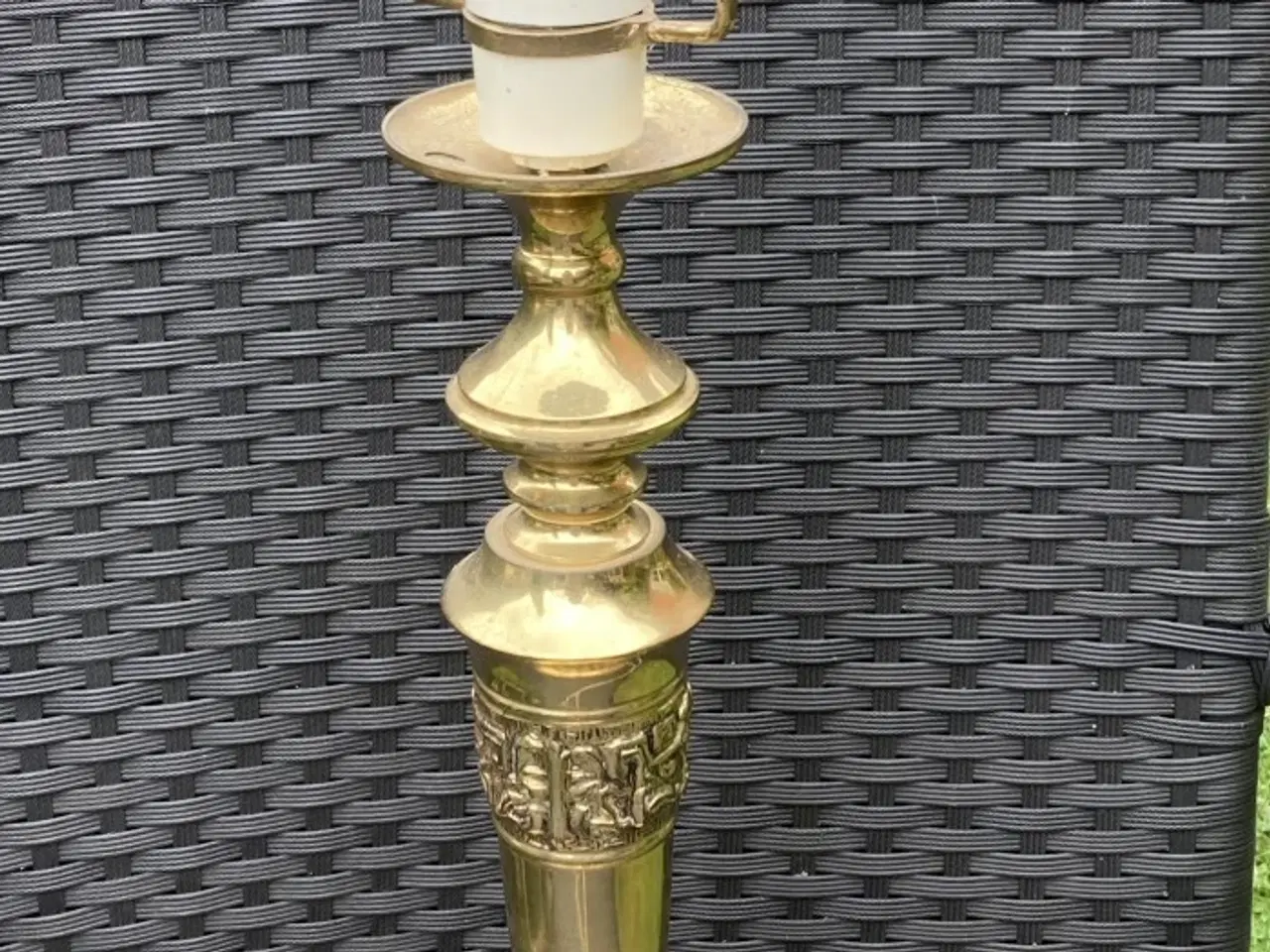 Billede 1 - Gammel høj lampe i messing