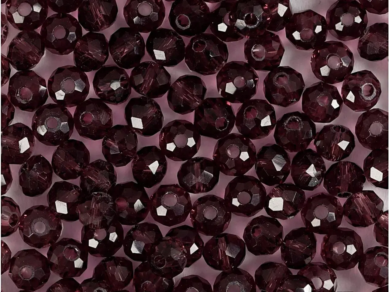 Billede 1 - Facetperler, diam. 4 mm, hulstr. 1 mm, lilla, 45stk./ 1 pk.