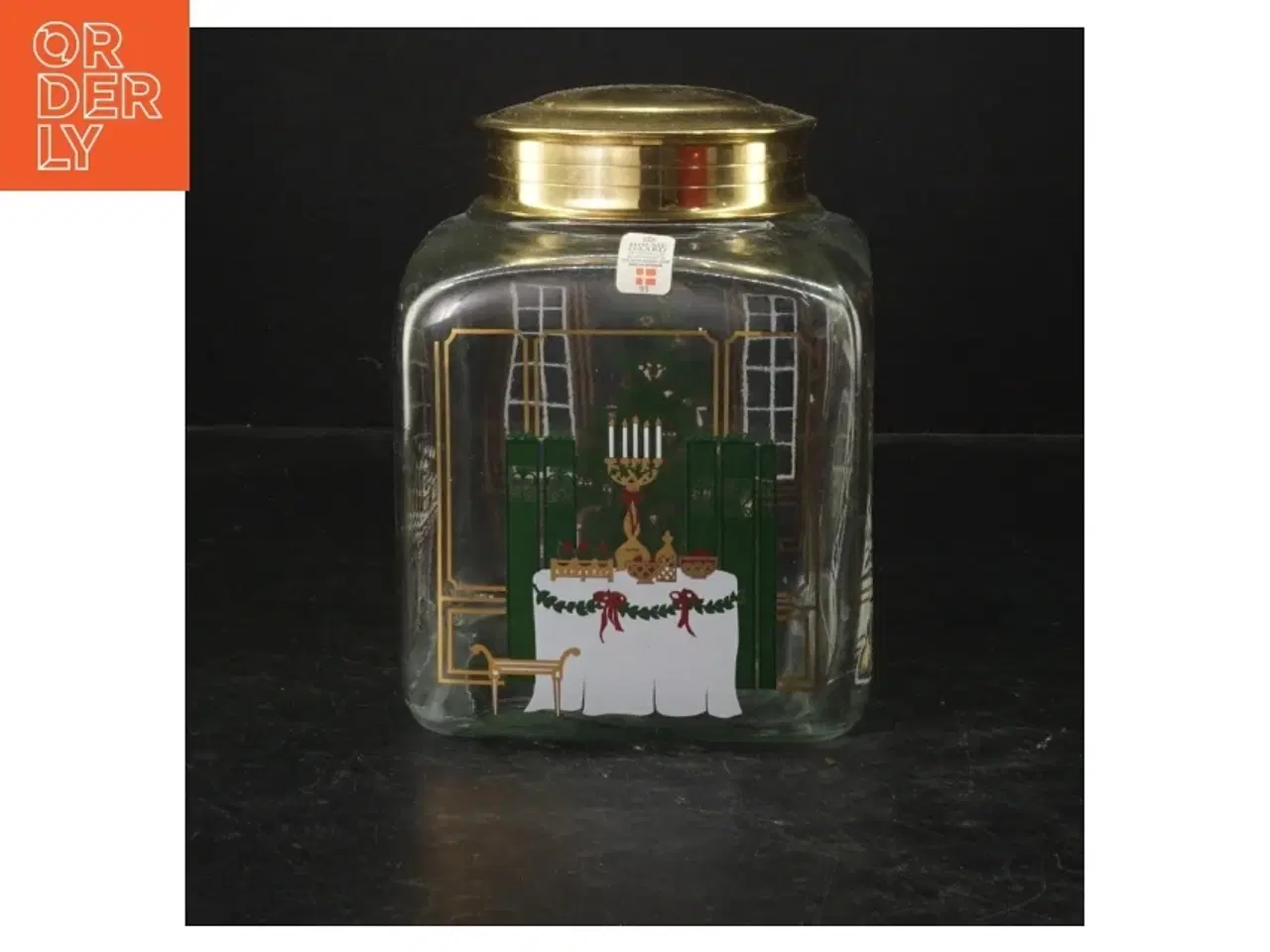 Billede 1 - Glaskrukke med juletema fra Holmegaard (str. 12x12 cm)