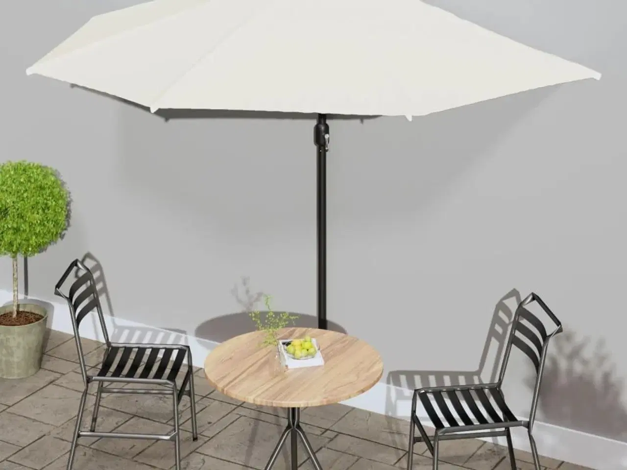 Billede 1 - Balkonparasol med aluminumsstang sandfarvet 300 x 155 cm halv