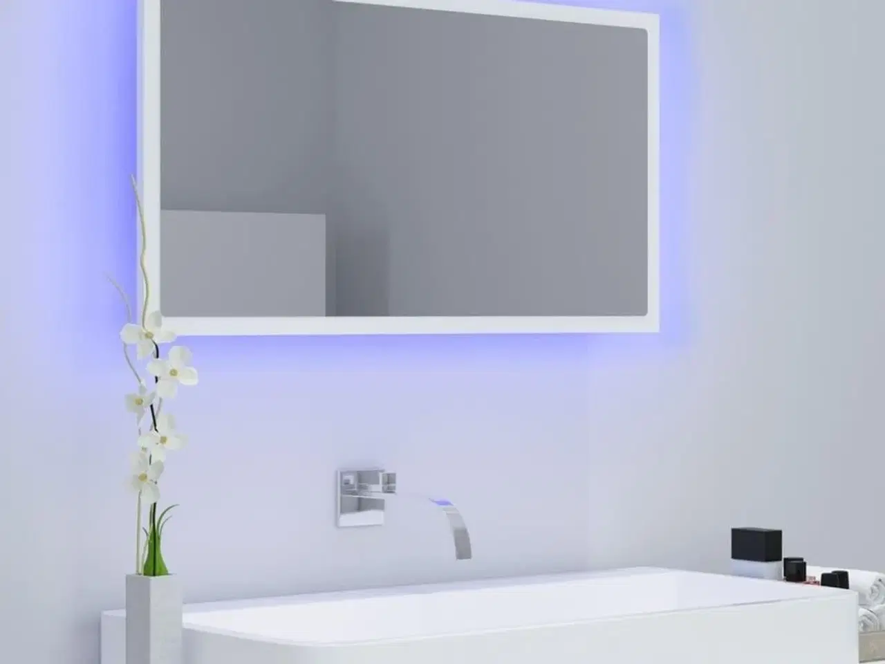 Billede 3 - Badeværelsesspejl med LED-lys 80x8,5x37 cm akryl hvid