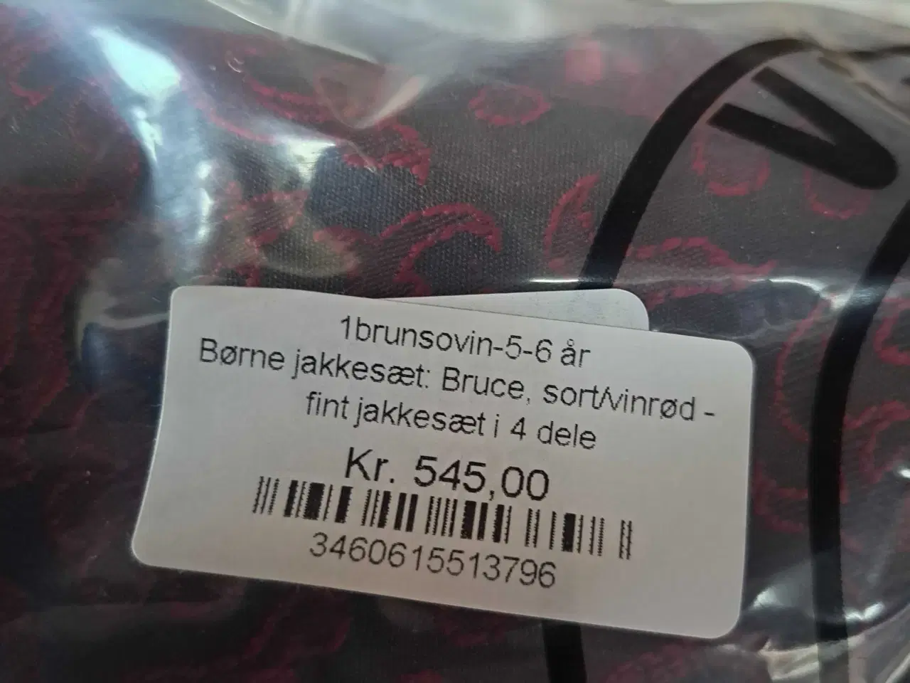 Billede 3 - Børnejakkesæt str 5-6 år. Sort/ vinrød