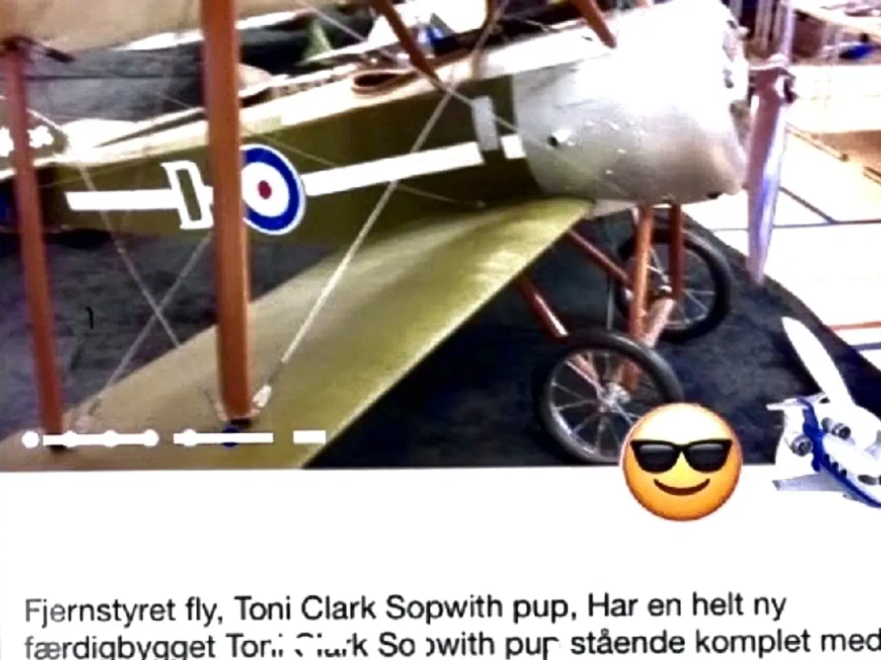 Billede 1 - 1/3 Fjernstyret kæmpe fly, Toni Sopwith pup