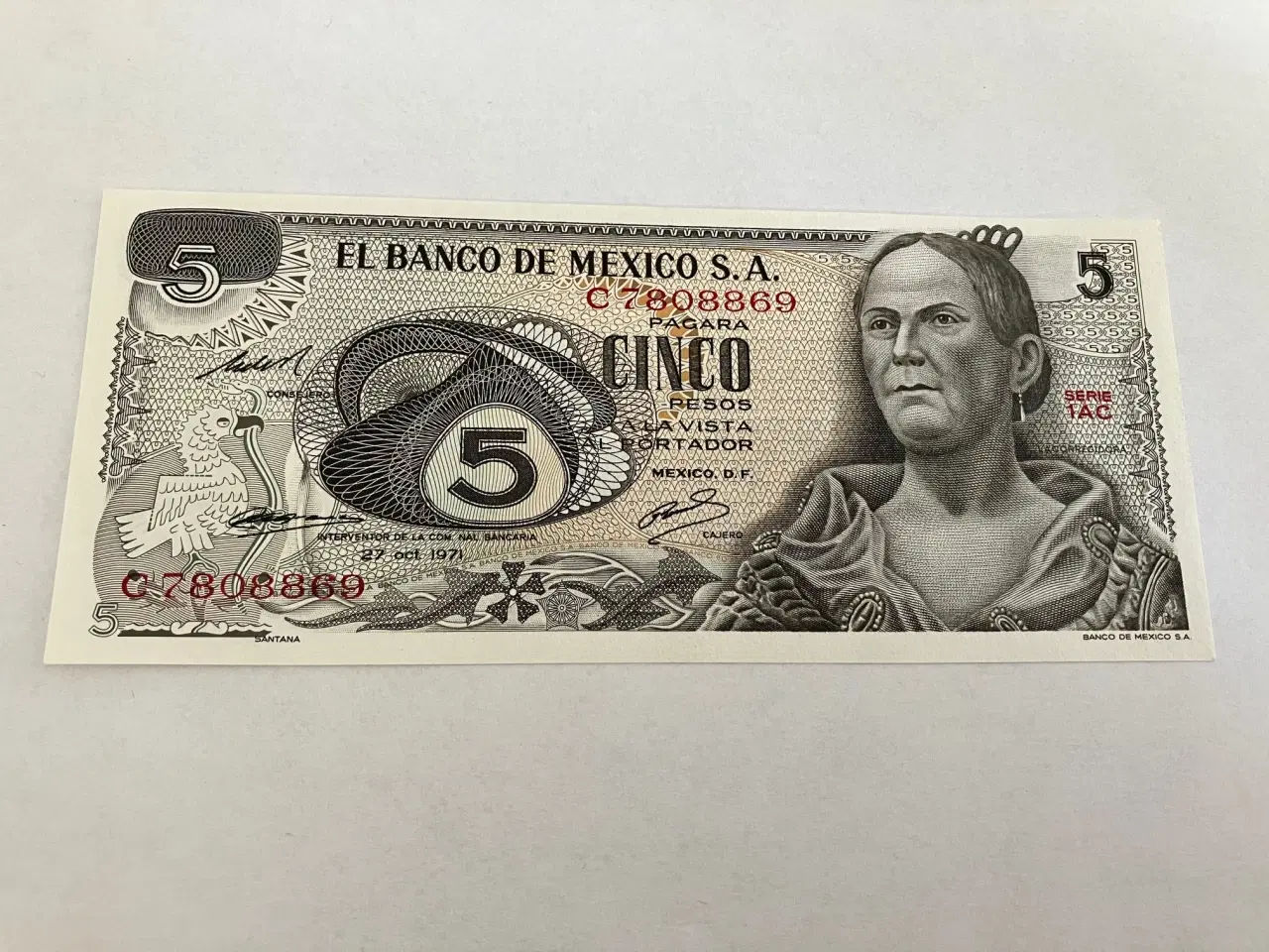 Billede 1 - 5 Pesos Mexico 1971