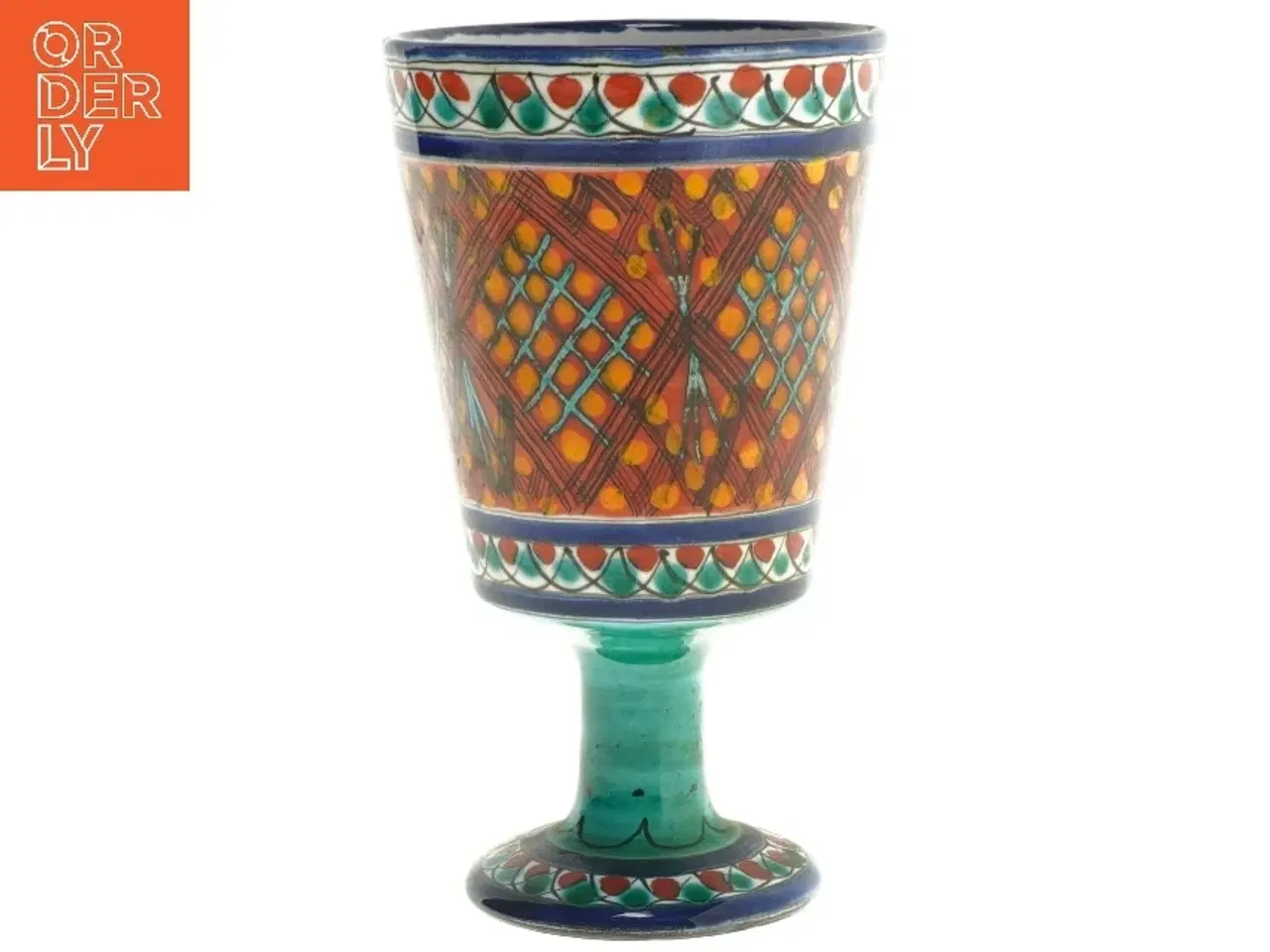 Billede 1 - Dekorativ keramik bæger/vase (str. Ø 9 cm længde 16 cm)