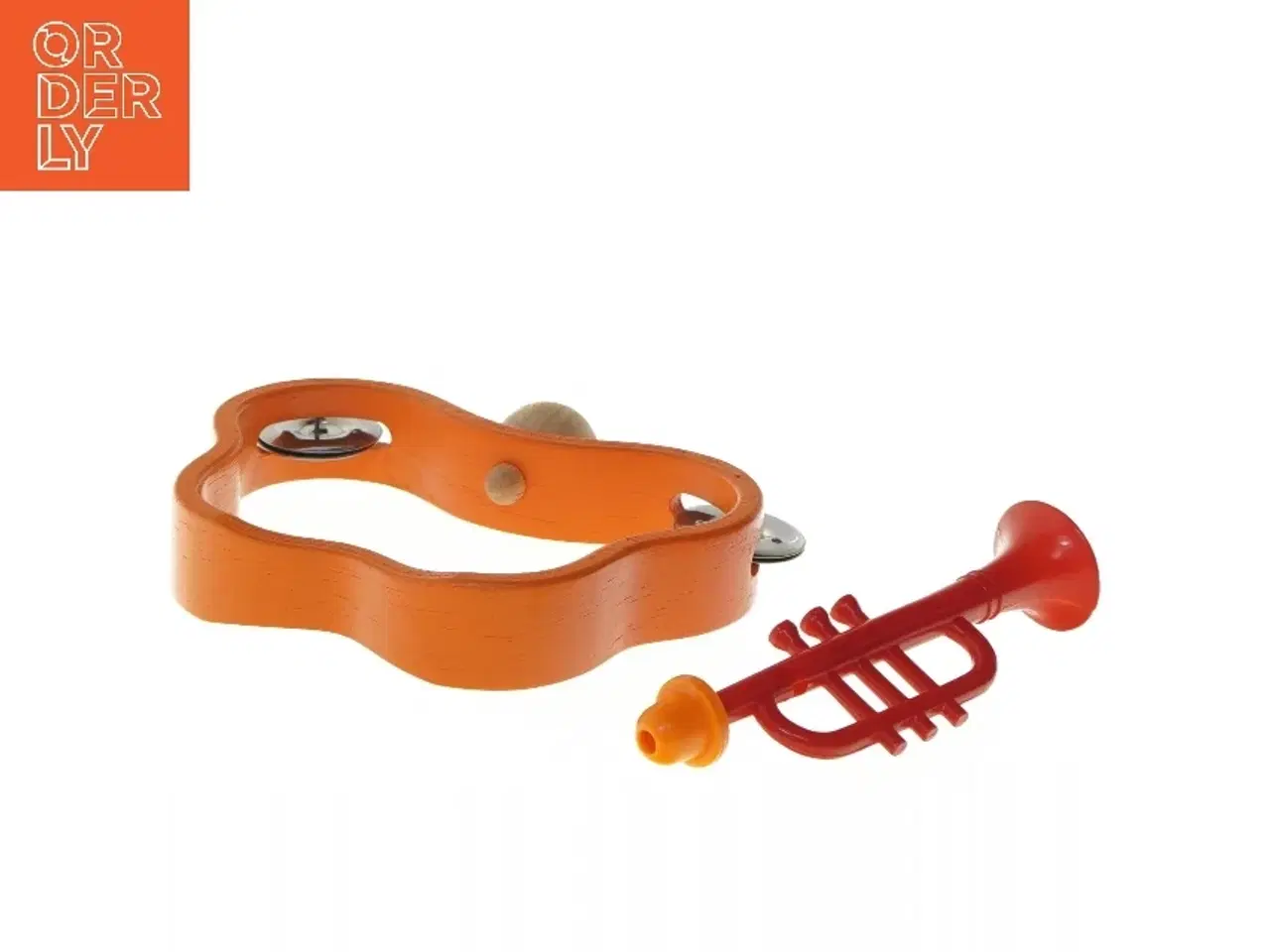 Billede 4 - Børnetamburin og legetøjstrompet (str. 18,5x13 cm)