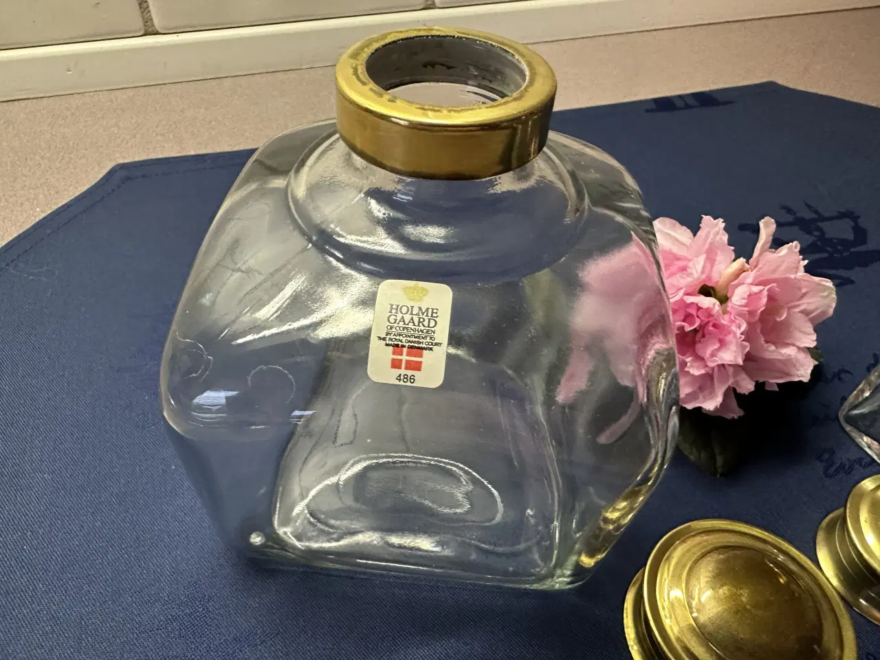 Billede 3 - Holmegaard købmandsglas med messinglåg