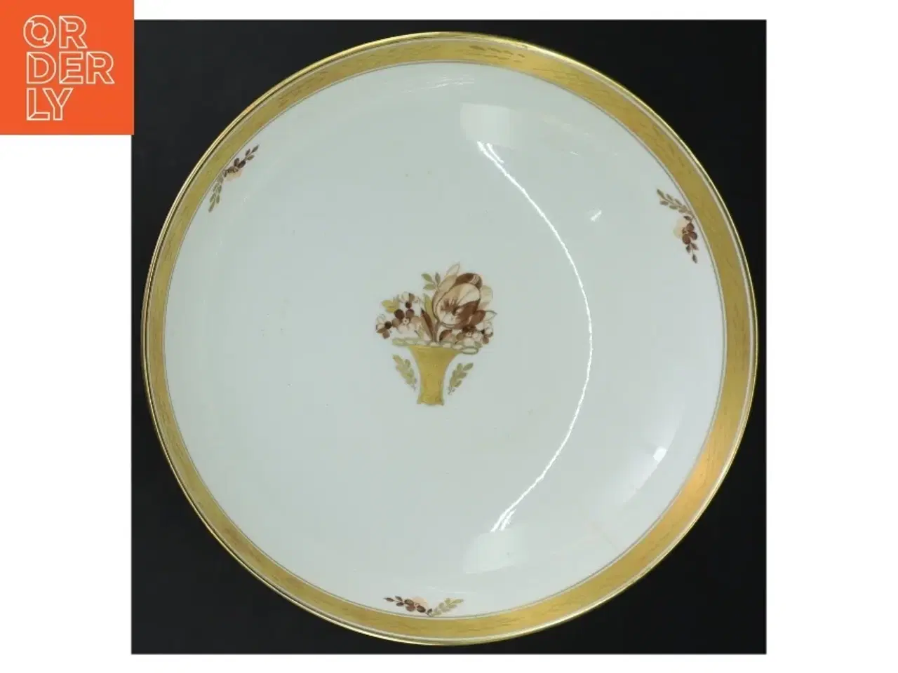 Billede 3 - Fodskål med guldkant og blomstermotiv fra Royal Copenhagen (str. Ø. 22,5 cm)