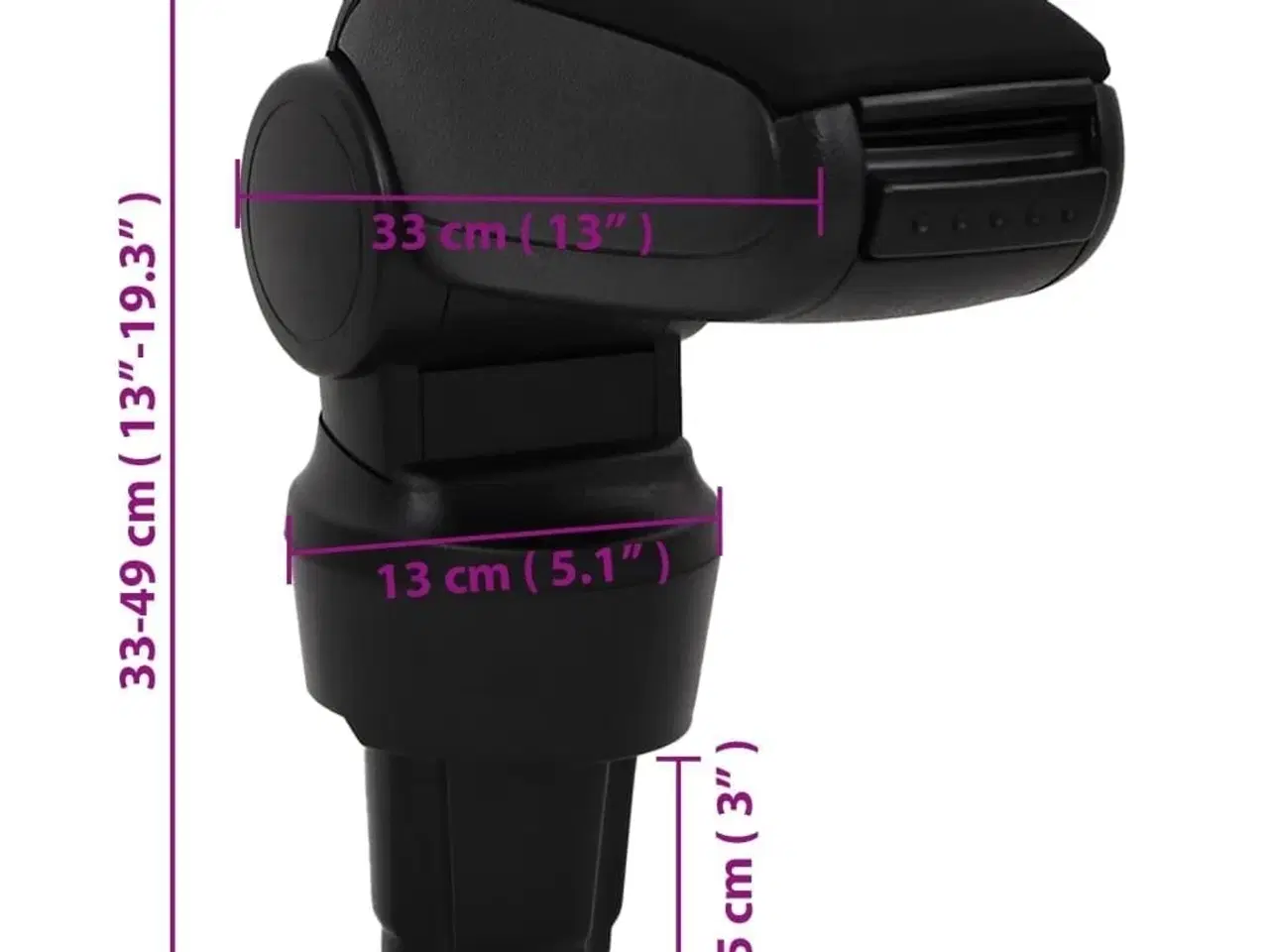 Billede 11 - Armlæn til bil 13x33x(33-49) cm ABS sort