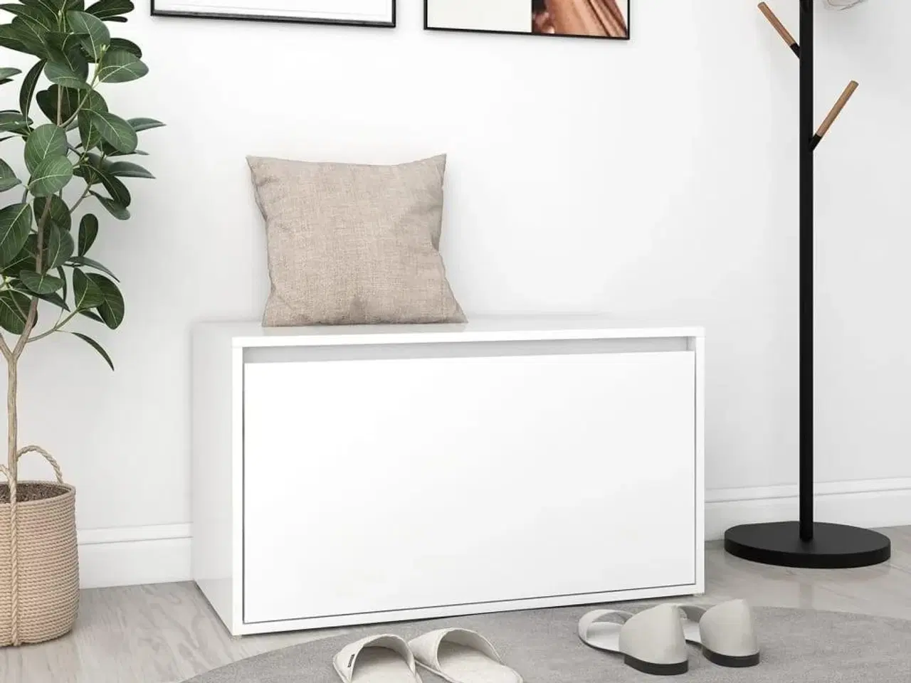 Billede 1 - Entrébænk 80x40x45 cm konstrueret træ hvid