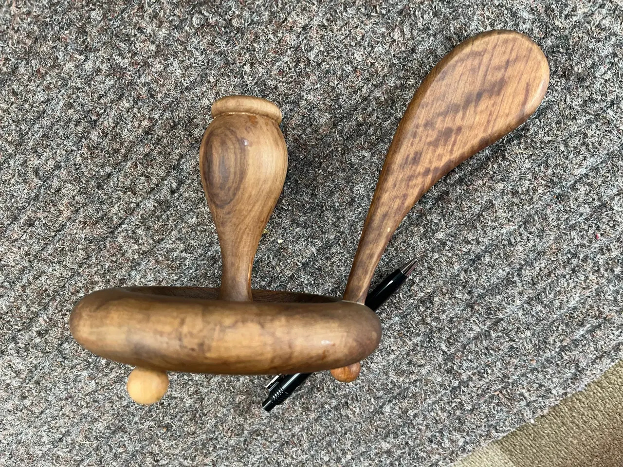 Billede 1 - Teak lysestage. Giv bud.