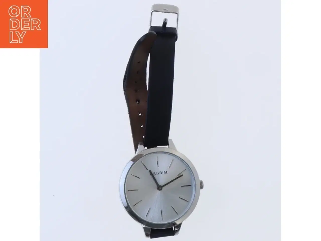 Billede 1 - Pilgrim armbåndsur med sort læderrem fra Pilgrim (str. Ø 40 mm)