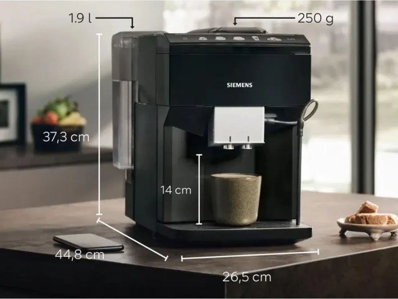 Billede 4 - Kaffemaskine fuldautomatisk – Siemens EQ.500 TP513R09, espressomaskine 1,9 l