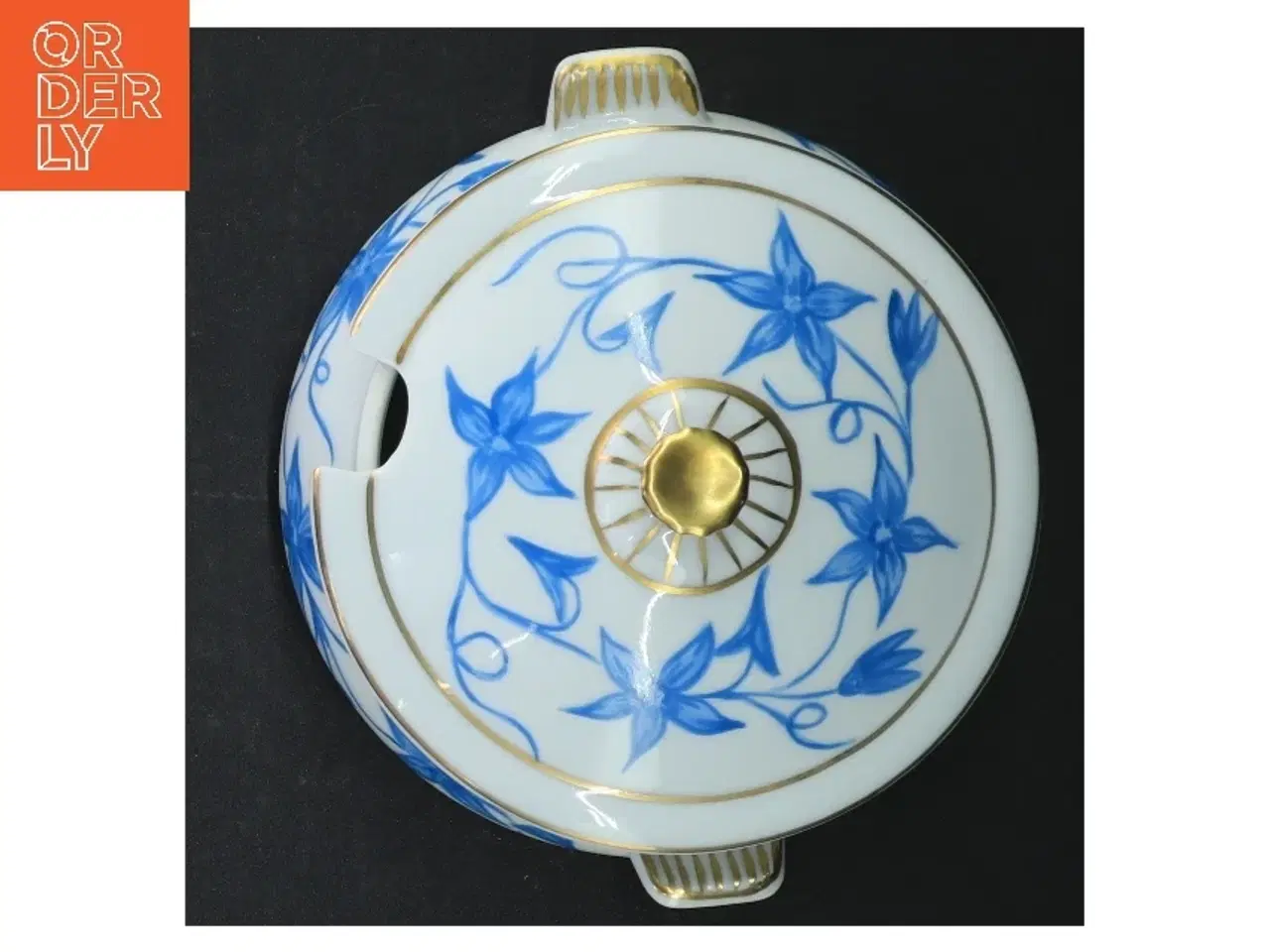 Billede 4 - Porcelænssennepskrukke med blåmønster