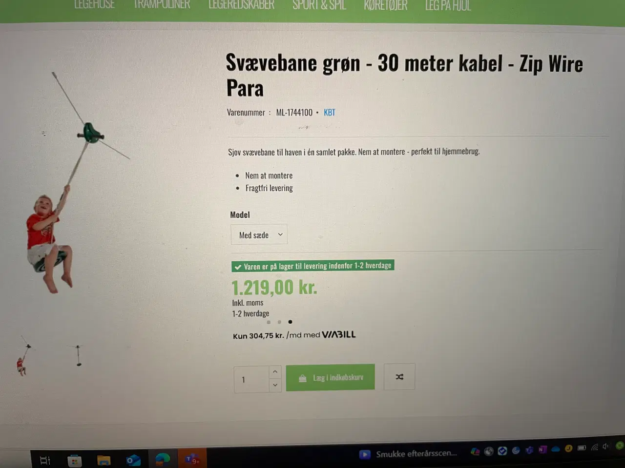 Billede 2 - Svævebane med platform