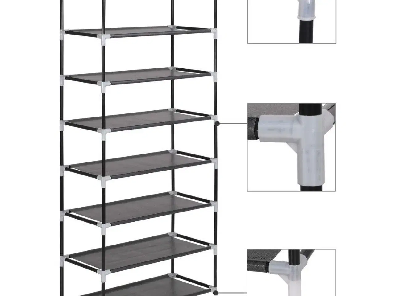 Billede 4 - Skostativ med 8 hylder metal og ikke-vævet stof sort