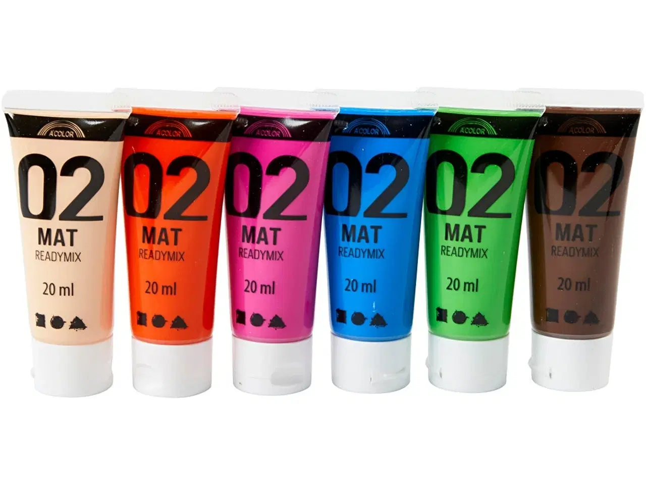 Billede 1 - Mat Akrylmaling, 6 farver á 20 ml - Høj kvalitet