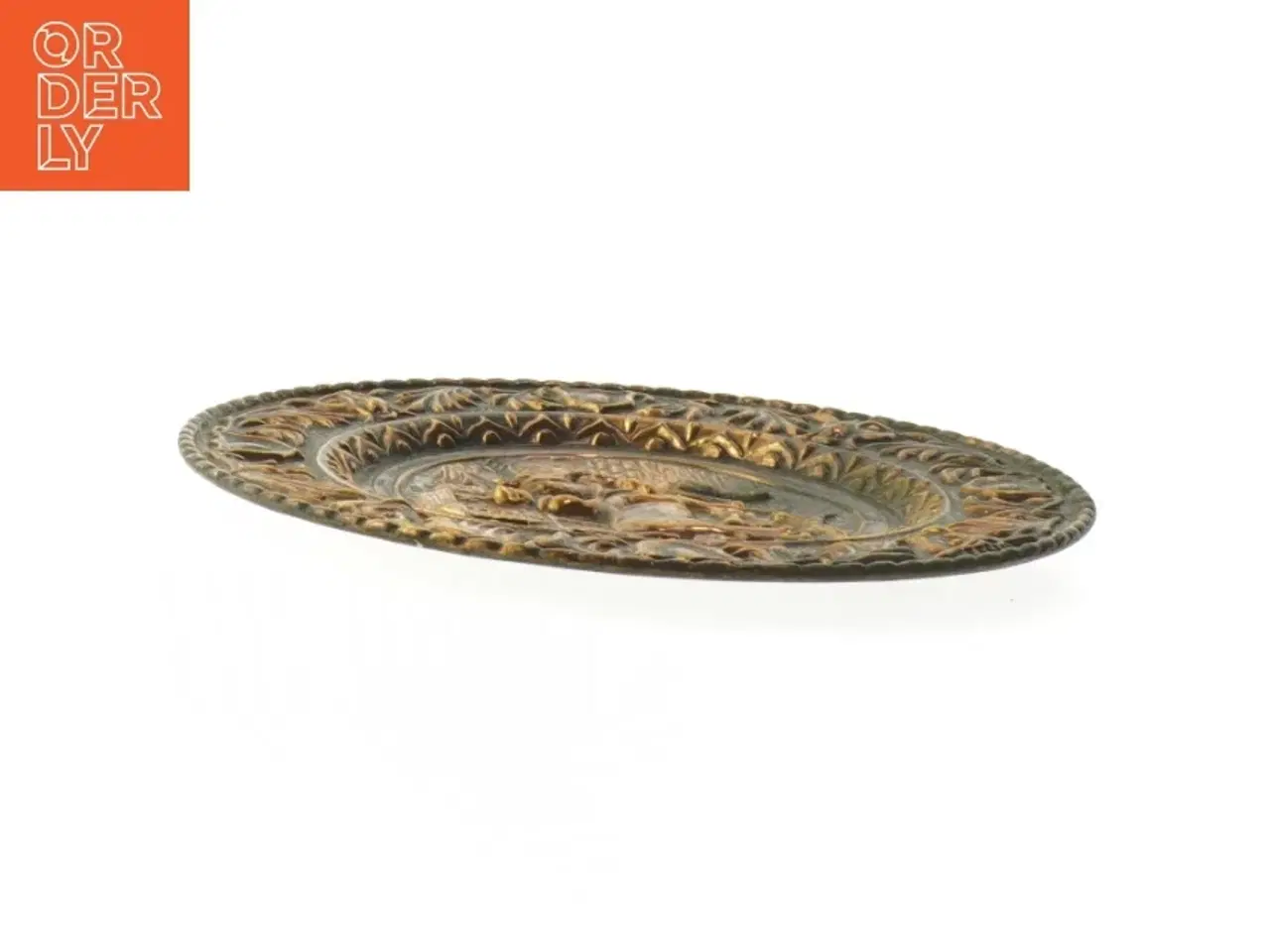 Billede 3 - messing platte med heste motiv (str. 24 cm)