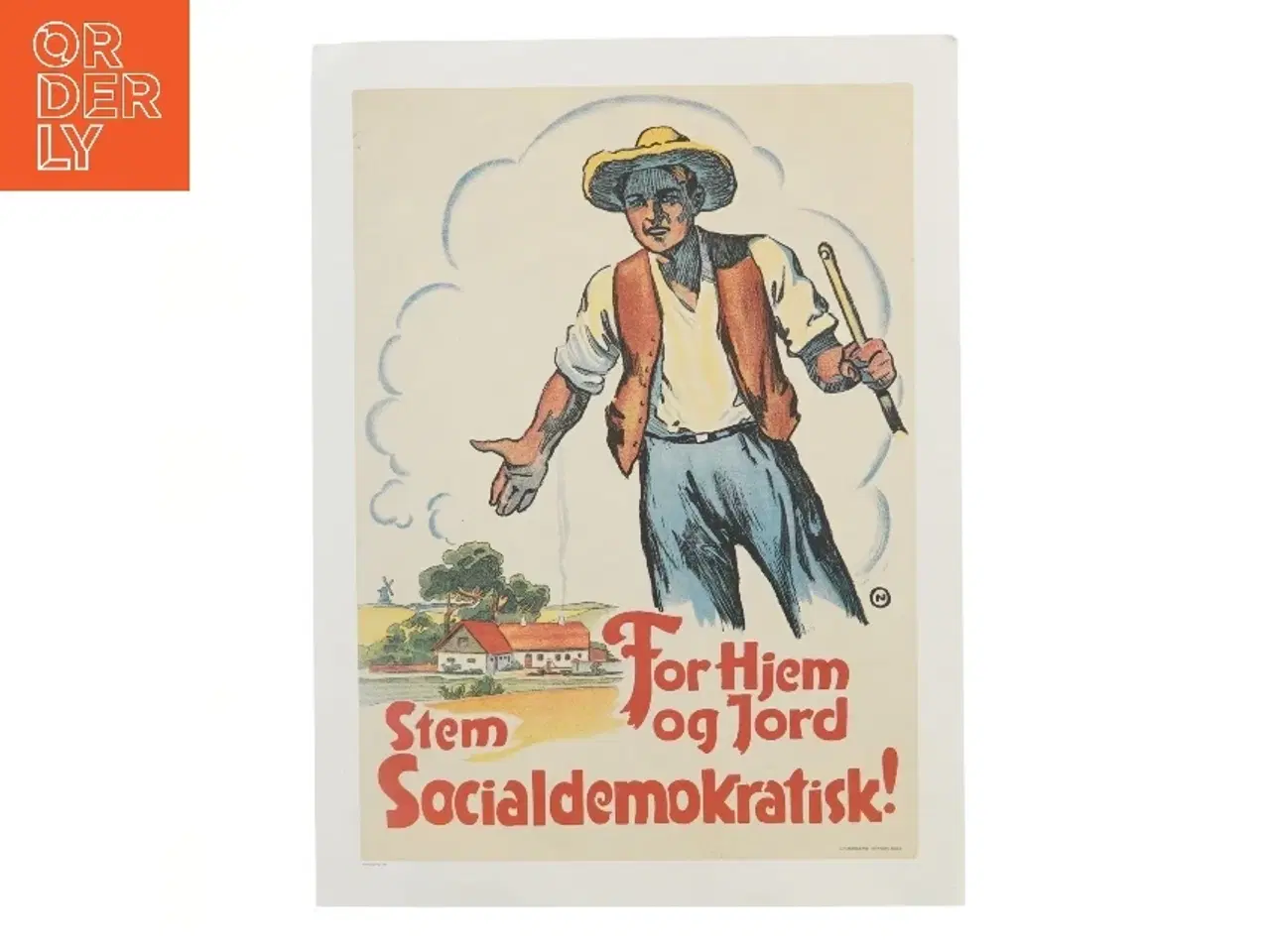 Billede 1 - Vintage socialdemokratisk plakat (str. 30x40 cm)