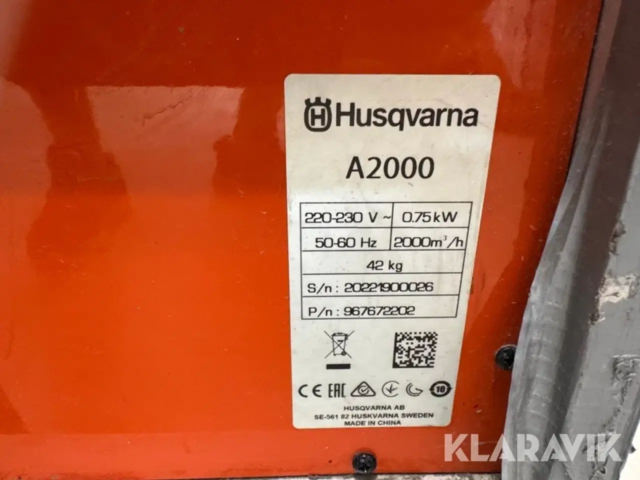 Billede 2 - Luftrensere Huuqvarna A2000